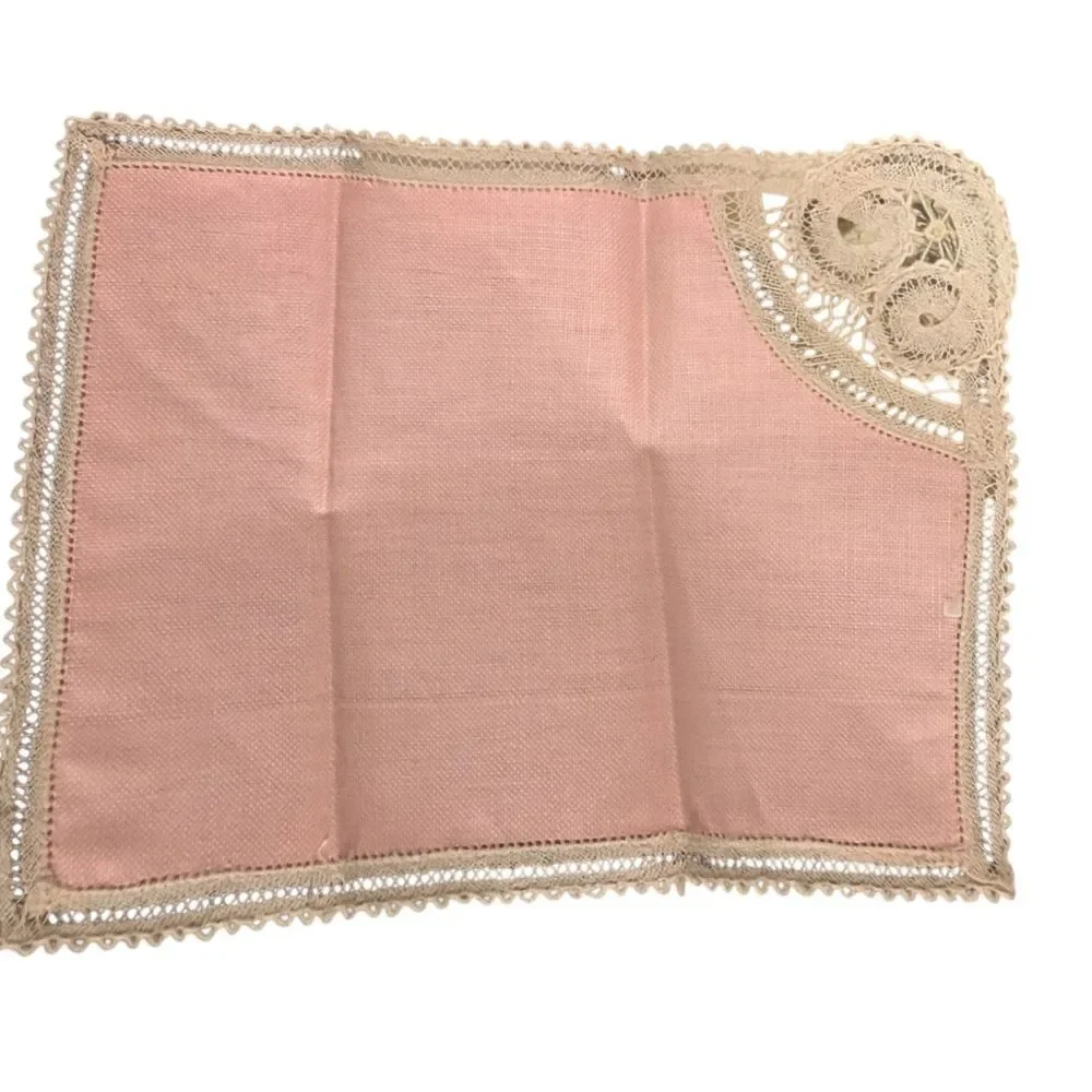 Antique Belgiam handloom Lace napkin set‎ NIP